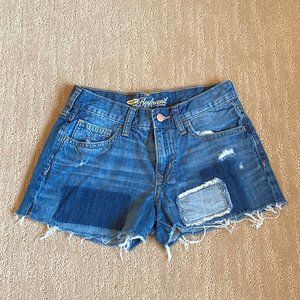 Mid-Rise Patched Boyfriend Jean Shorts